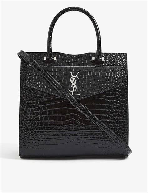 ysl uptown croc|saint laurent croc embossed leather.